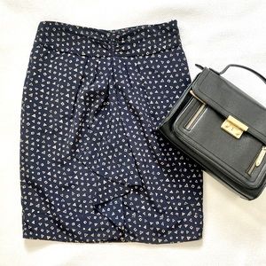 Geometric Print Blue Waterfall Pencil Skirt in Japanese Fabric